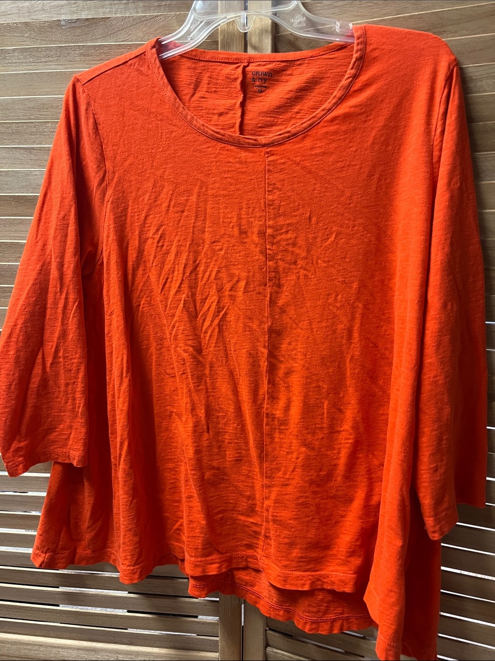 crown & ivy Long Sleeve Scoop Neck Top - Orange